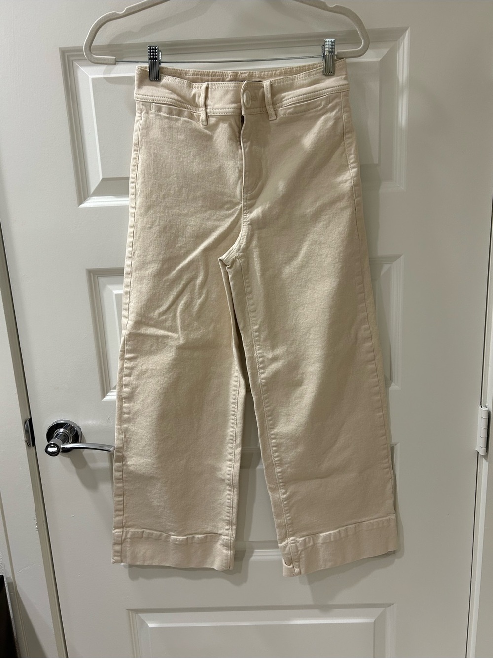 Ann Taylor Wide-Leg Cream Pants